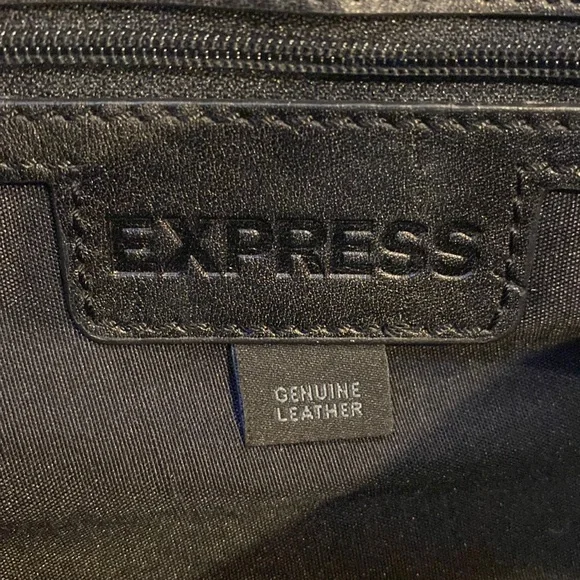 Express Black Genuine Leather Chain Tassel Shoulder Purse - Picture 7 of 15